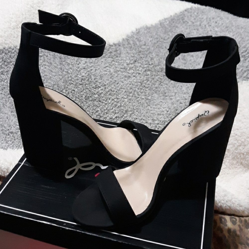 Black block heels